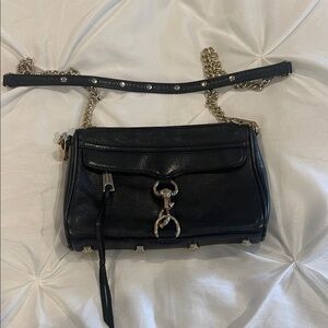 Rebecca Minkoff Black Leather Bag with Gold Accent